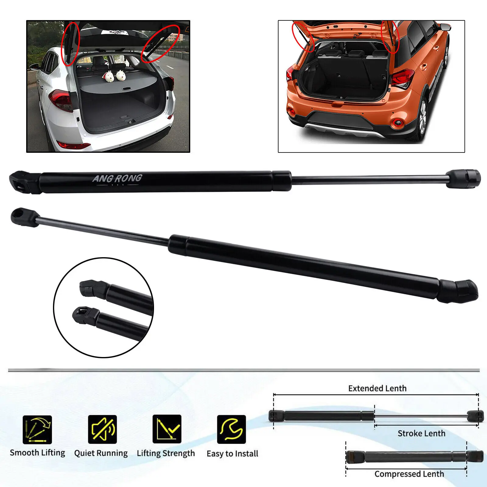 For Hyundai i20 Hatchback Rear Boot Taigate Gas Struts Spring Support 450N 08-15