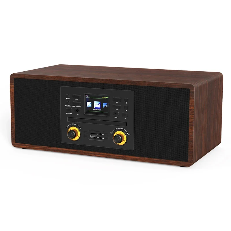 RS-108 Series Retro Modern Luxury Desktop DAB FM Radio CD Bluetooth USB/TF Card MP3 Player Phonograph Vinyl Record Player