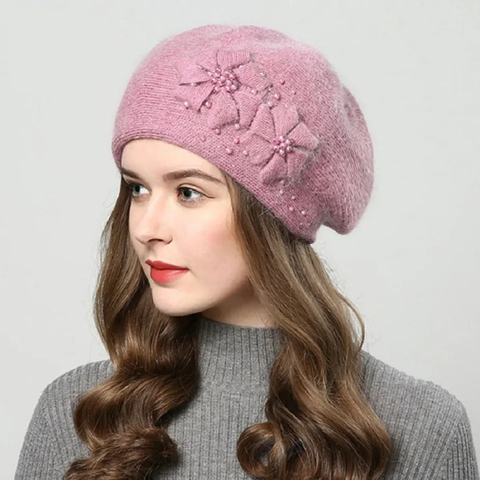 Rabbit Fur Hat Women's Autumn And Winter All-matching Thickened Plush Knitted