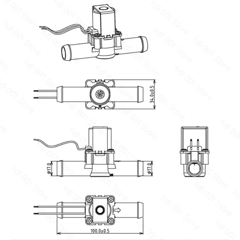 12V normally closed automobile heater water valve, air conditioner heater water valve, hot and cold switch, solenoid valve