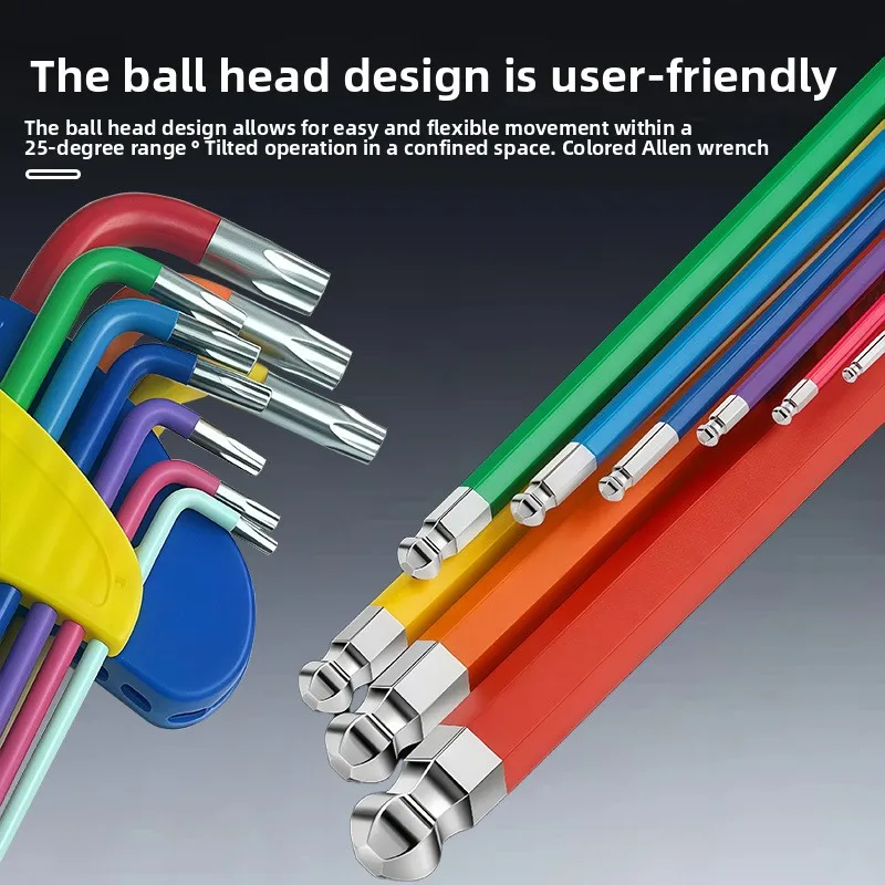 Hardware tools Hexagonal wrench tool set, screwdriver l, hexagonal, right-angle, and ball-head tools