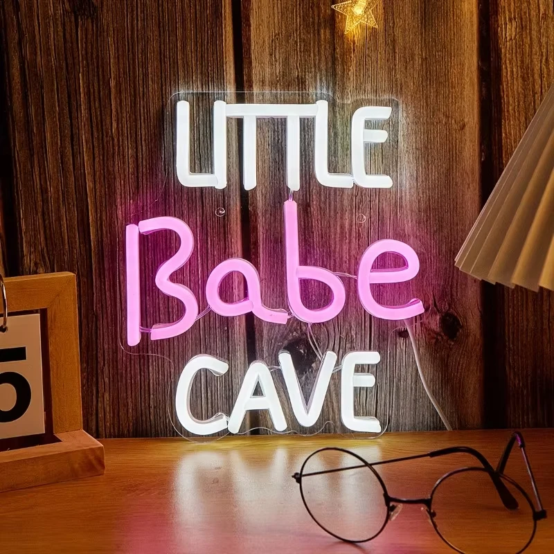 Little Babe Mave Letter LED Neon Light USB Powered,Suitable Bedroom Room Wall Decoration,Suitable Festivals,Weddings Decoration