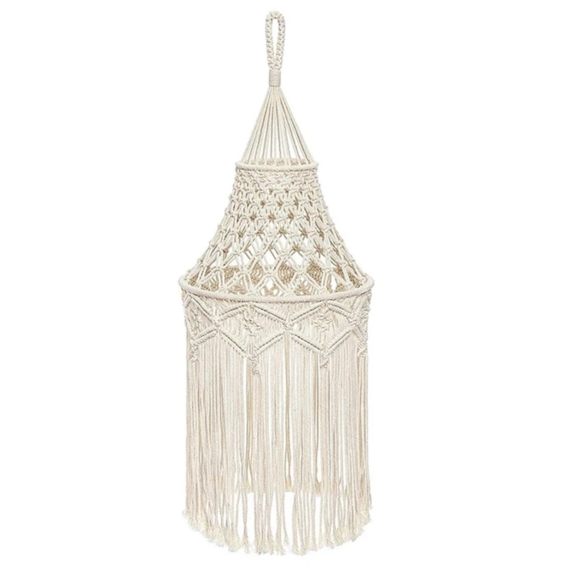 A98E-Macrame غطاء مصباح معلق قلادة غطاء خفيف مكتب غرفة نوم غرفة المعيشة الحضانة غرفة النوم البوهيمي ديكور المنزل