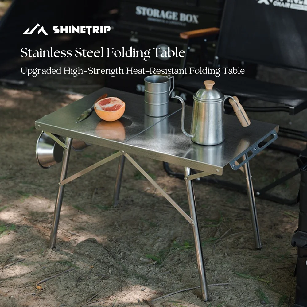 

Folding Table Stainless Steel Camping Table Leisure Barbecue Heat-resistant Cooking Table Outdoor Portable Foldable Picnic Table