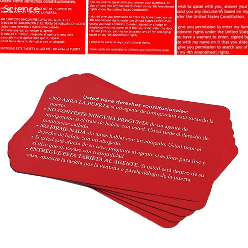 5Pcs Know Your Rights Card U.S. Citizenship Constitutional Rights Cards Naturalization Test Study Guide Us Citizens Red Card