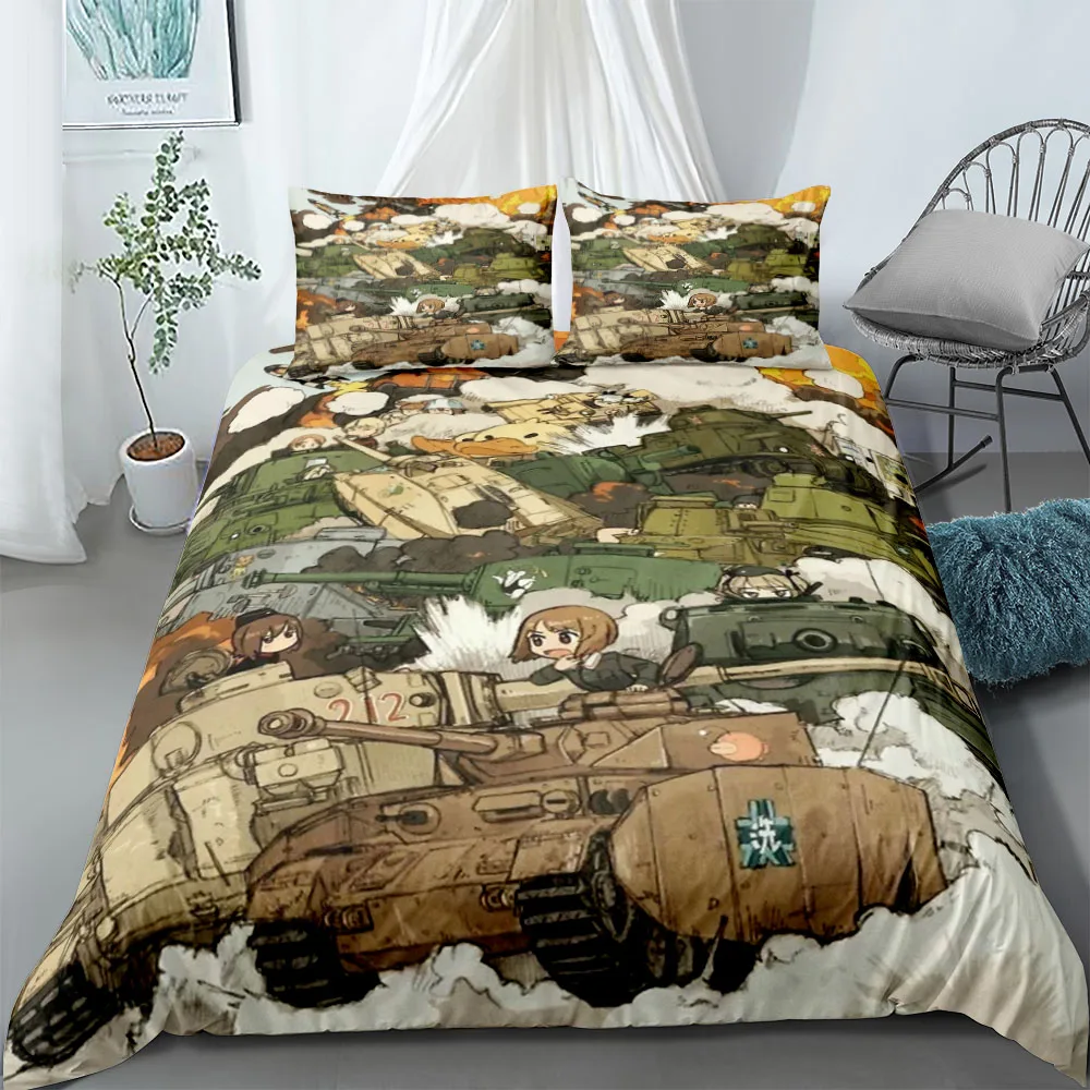 Girls Und Panzer Duvet Cover Set without sheet King Queen Double Full Twin Single Size Bed Linen Set