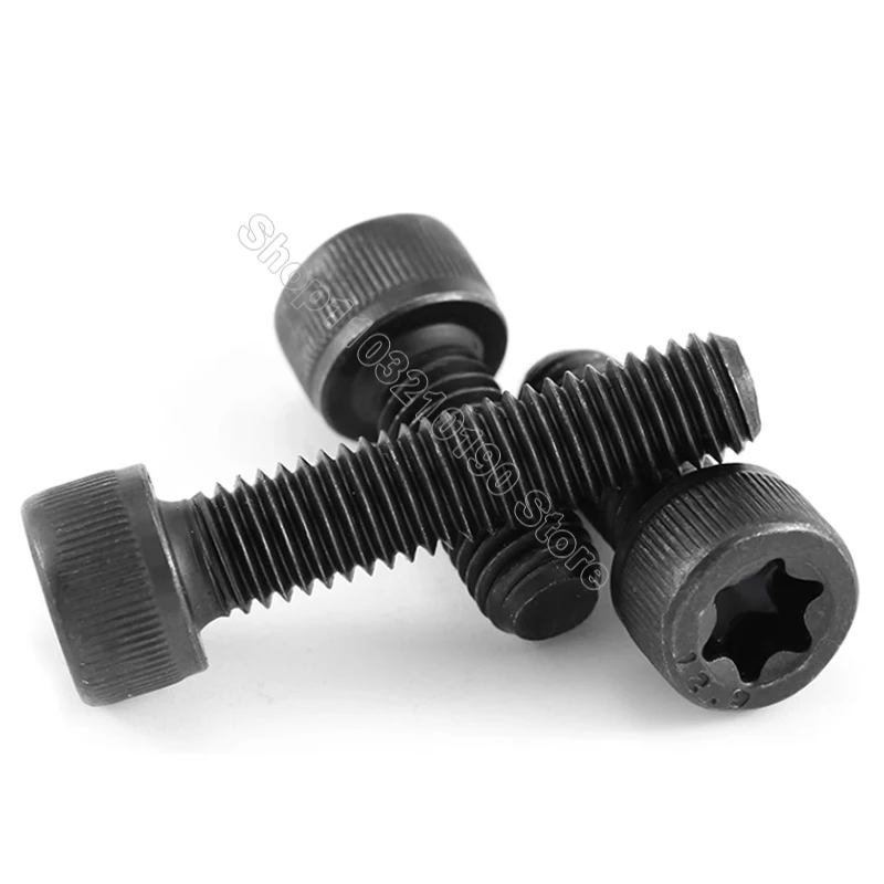 2-10Pcs M3 M5 M6 M8 M10 Black 12.9 Grade High Strength Carbon Steel Six Lobe Cap Head Torx Security Head Screws Bolt L=6-40mm