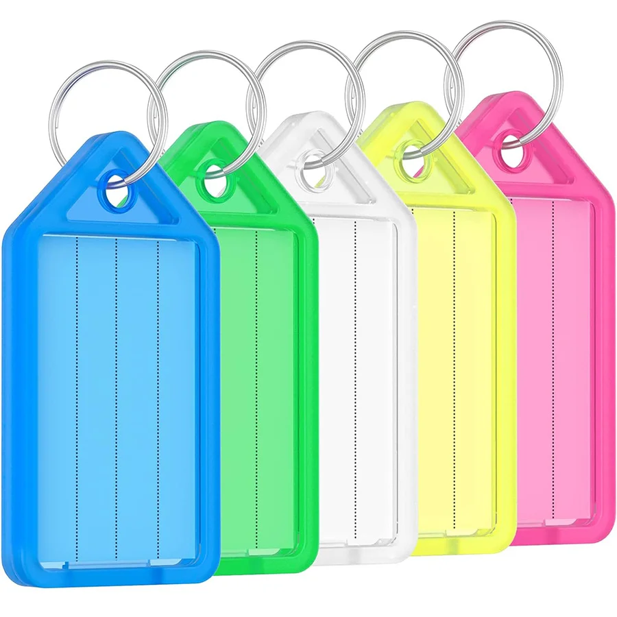 12-48pcs Flap Transparent Key Label Colorful Plastic Keychain Label plate DIY Double Sided Marking Airport Hotel Luggage ID JXB