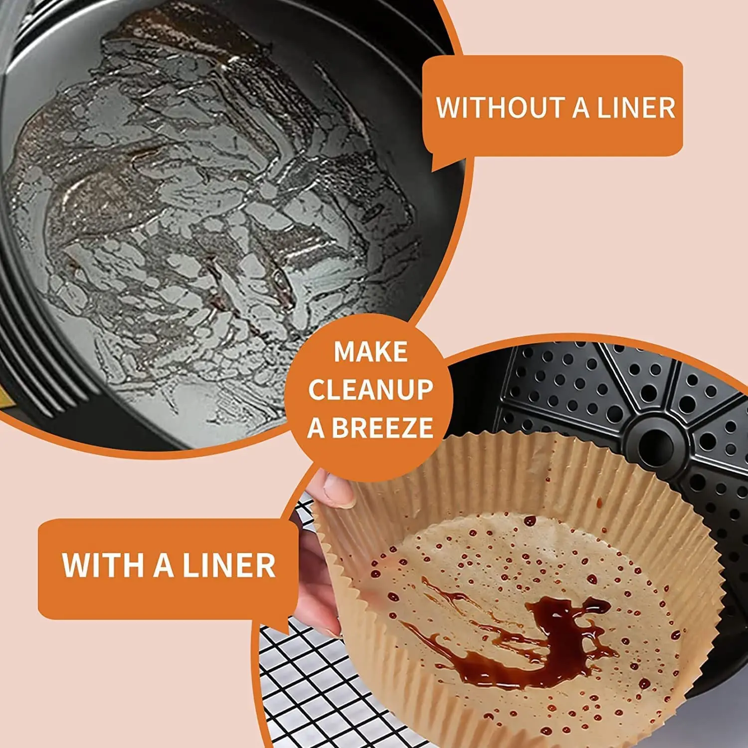 100 шт. одноразовый бумажный вкладыш для фритюрницы, одноразовая бумажная чаша для фритюрницы, маслостойкий пищевой пергамент для обжарки микроволновой печи