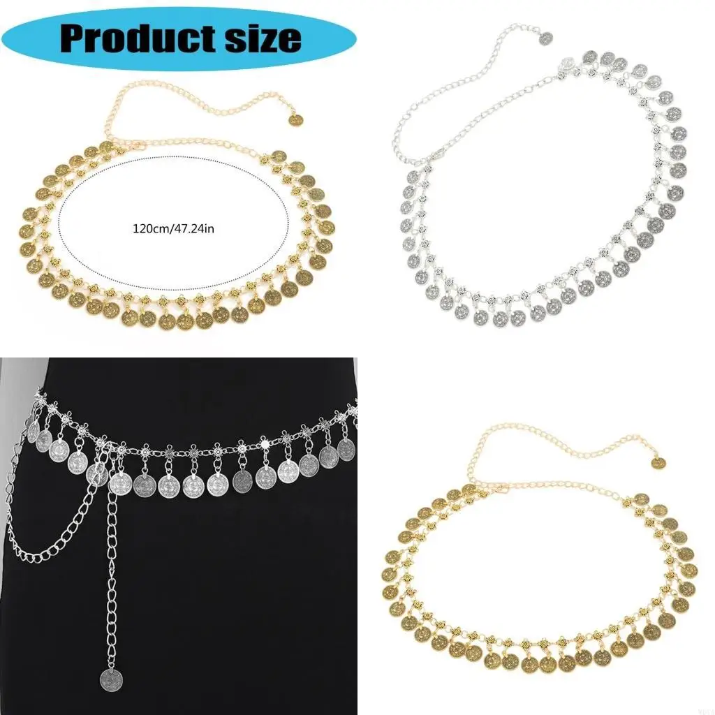 

W0YA THAISTEAF с тряскими металлическими монетами Этнический стиль Элегантный пляжный ювелирный аксессуар для музыкальных для