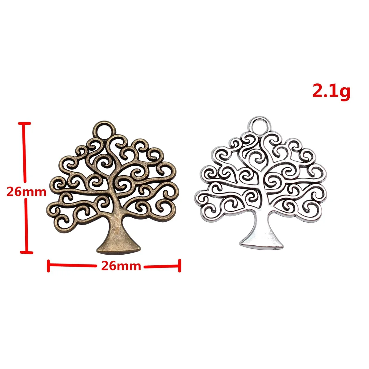 WYSIWYG 10pcs 26x26mm 3 Colors Trendy Life Tree Charms Pendant For Jewelry Making DIY Jewelry Findings