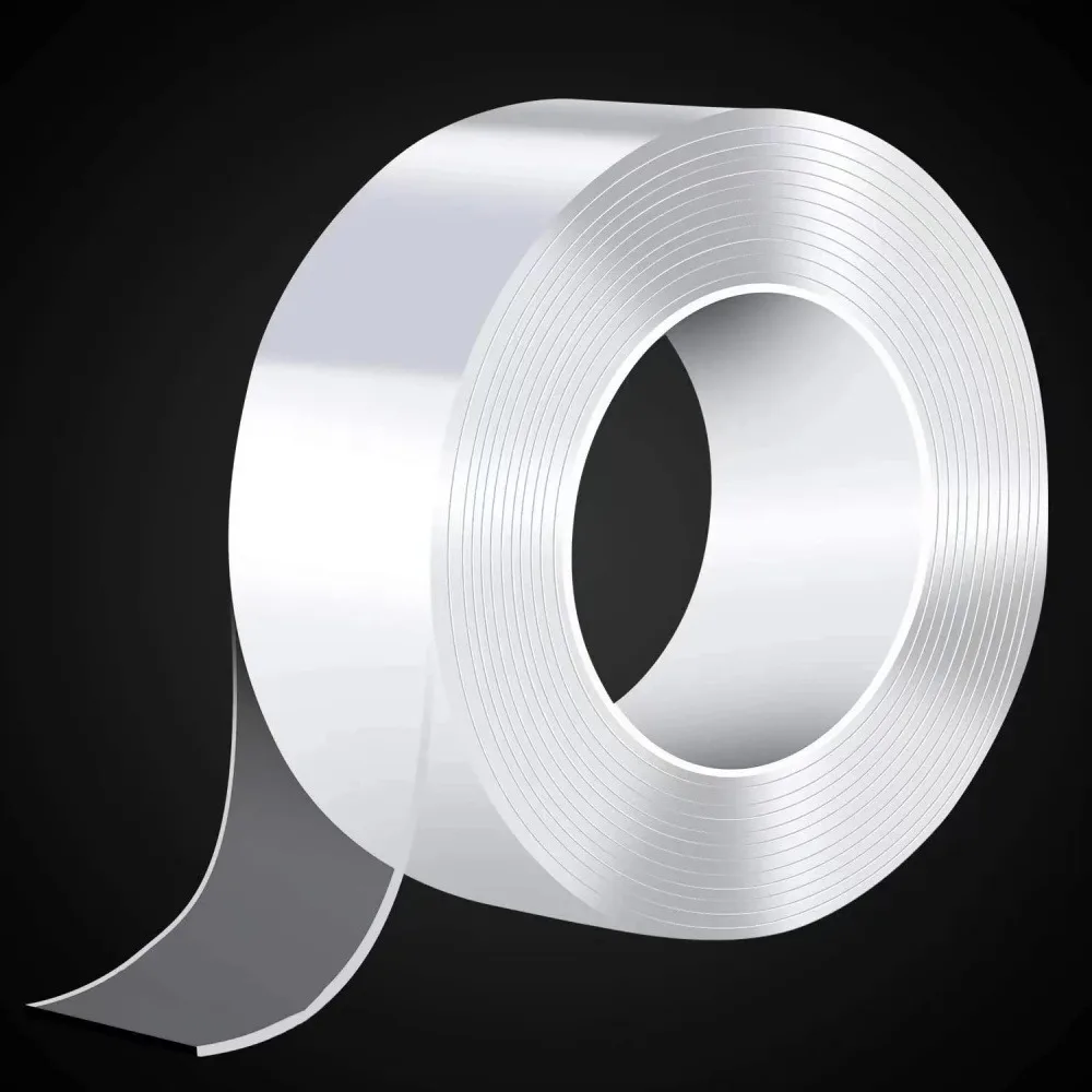 1 Roll Heavy Duty Clear Nano Double Sided Tape, 0.78in X 16.4ft Reusable Washable No Residue Mounting Tape, Transparent Waterproof Two Sided Adhesive Tape for Poster Carpet Photo Frame Craft Home Decor