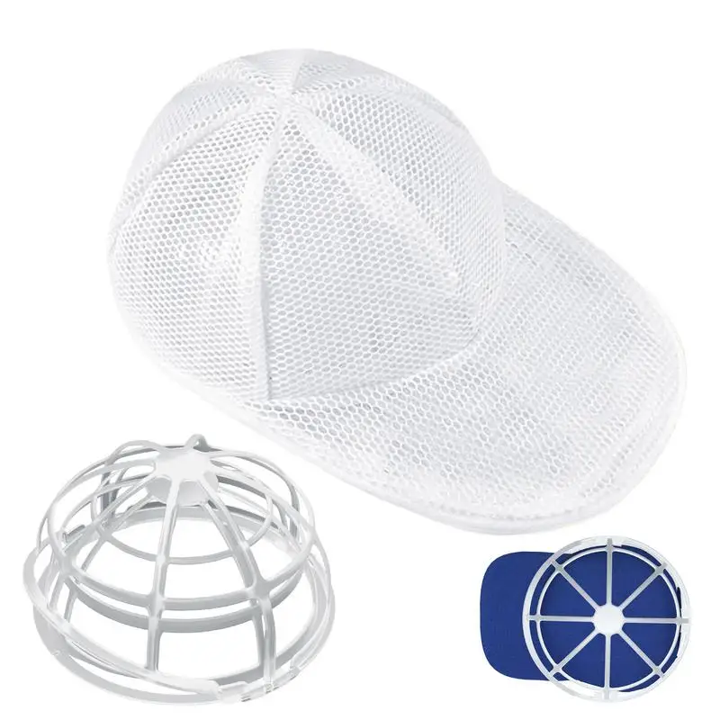 

Hat Holder For Washing Machine Dust-Proof Multifunctional Hat Washer Cage White Hat Cleane For Flat Brim Hats Curved Brim Hats