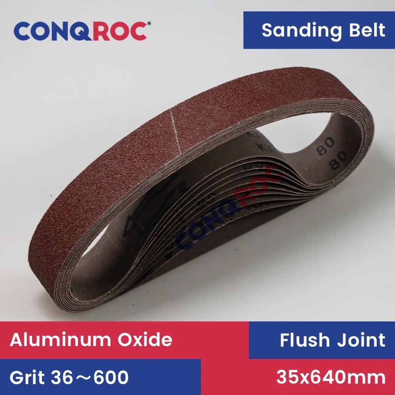 

10 Pieces 35x640mm Sanding Belts Aluminum Oxide Abrasive Belts P36~600