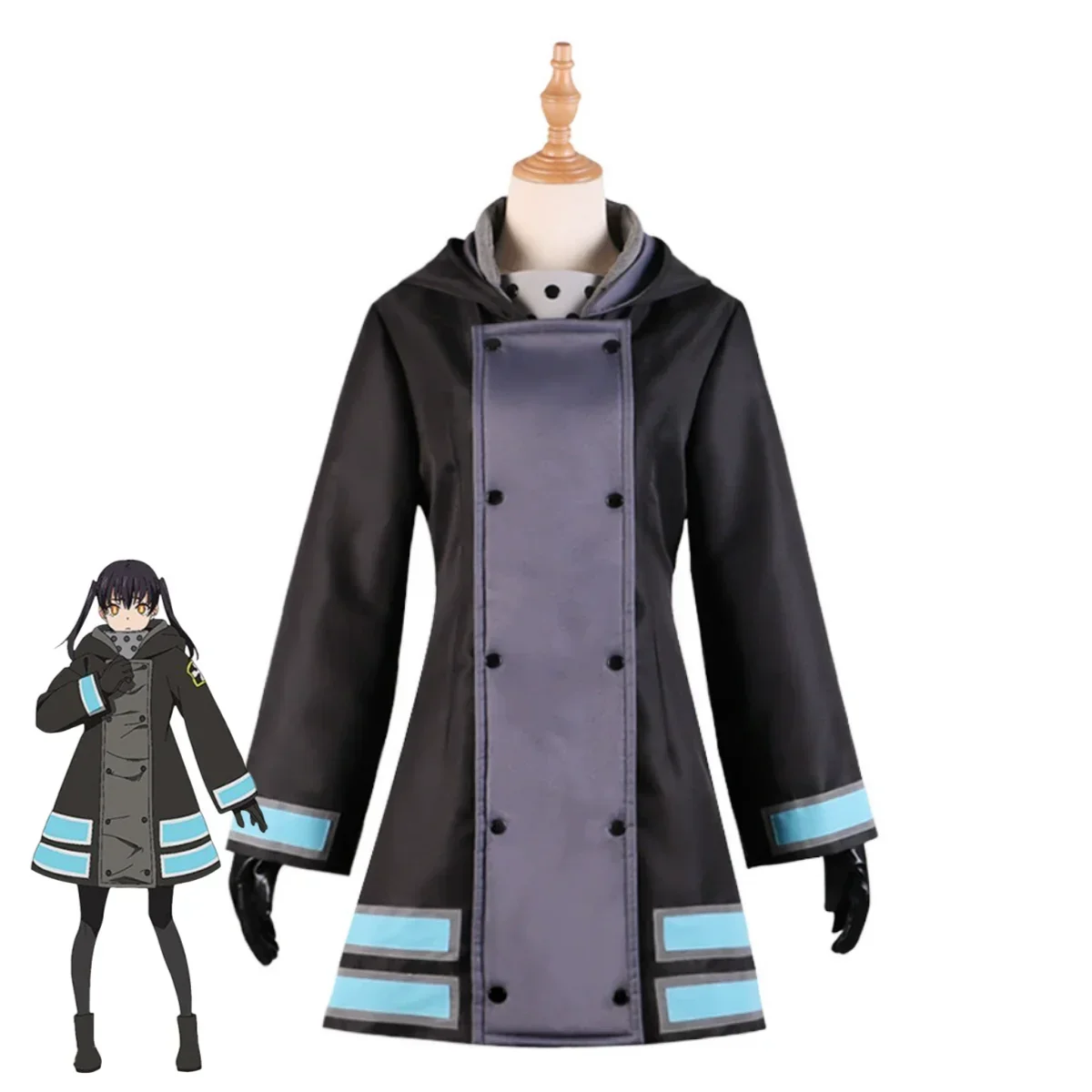 أنيمي قوة النار الموسم 2 كوتاتسو تاماكي تأثيري حلي شعر مستعار الشتاء خندق معطف تنورة موحدة امرأة هالوين عيد الميلاد البدلة #3