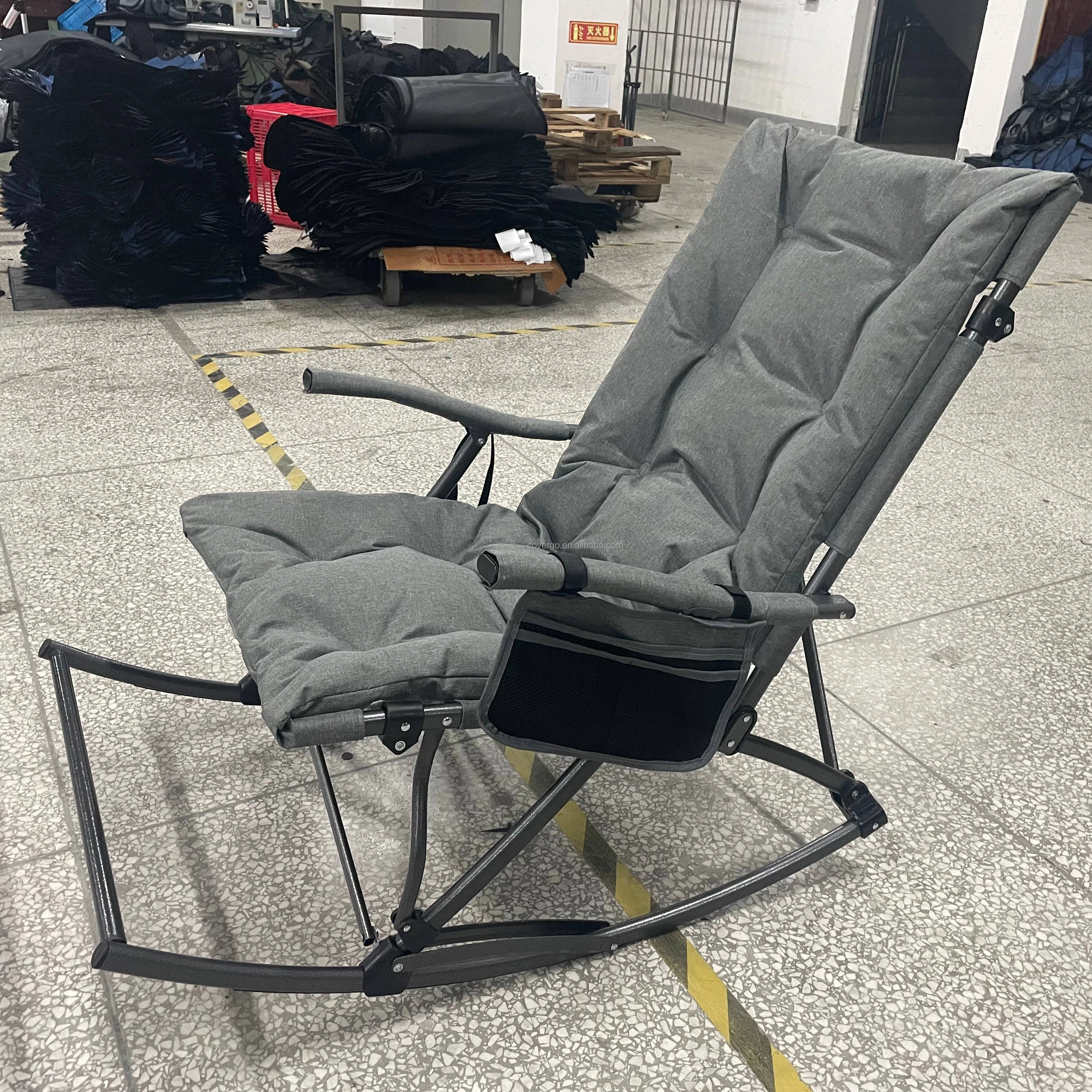 

High Quality Cationic Cloth Portable Comfort Foldable Luxury Leisure Outdoor Folding Camping Garden Beach Rocking Chair