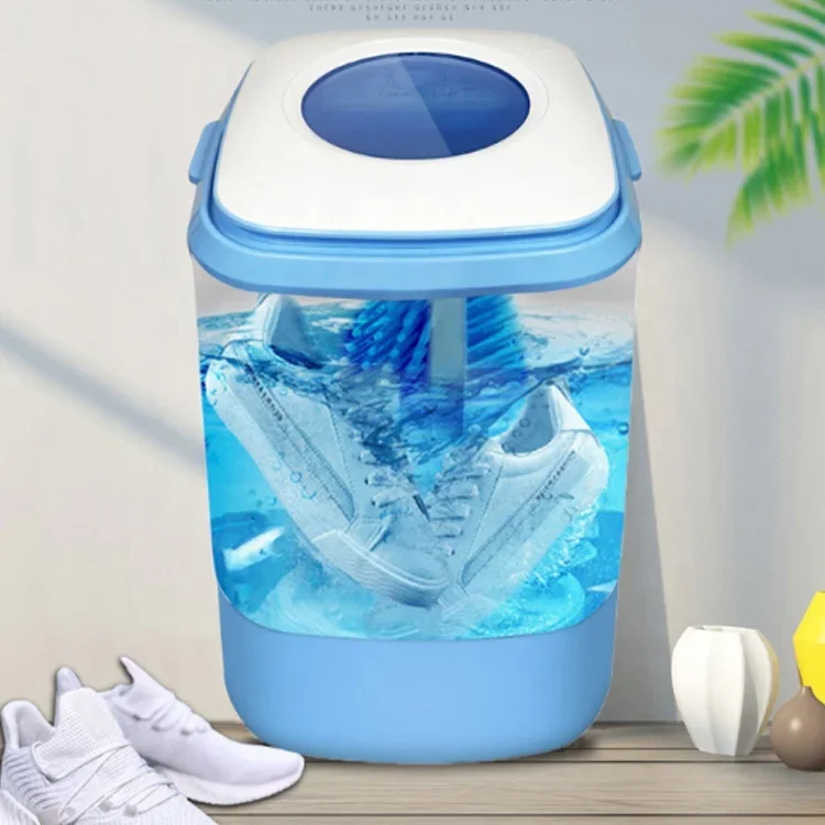 Mini portable single bucket dual-use shoes brush laundry washing machine with drain basket