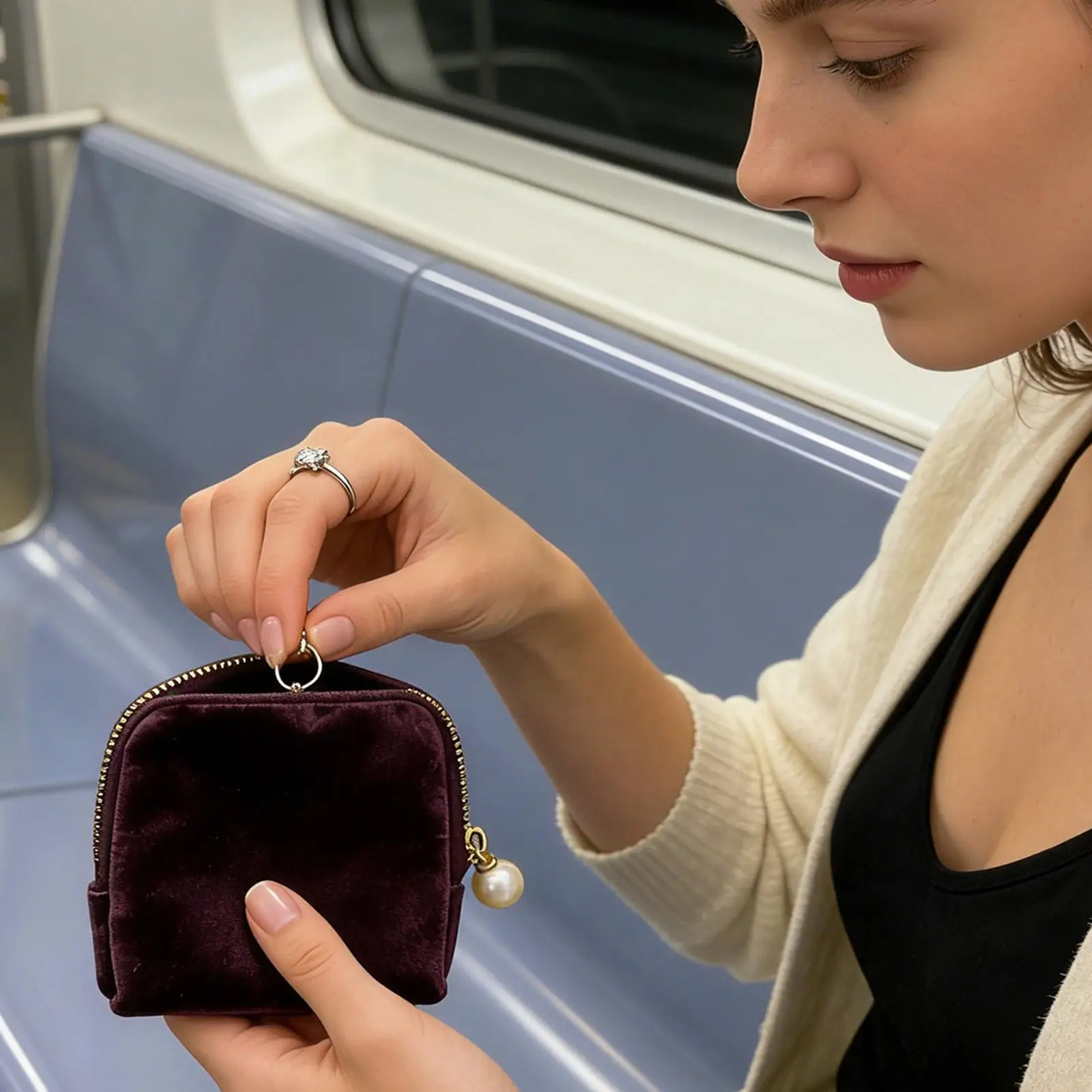 

Мини-дорожная сумка для ювелирных изделий, пылезащитный мягкий элегантный маленький дорожный футляр для ювелирных изделий для женщин, серьги, кольца, ожерелье, рюкзак на день рождения