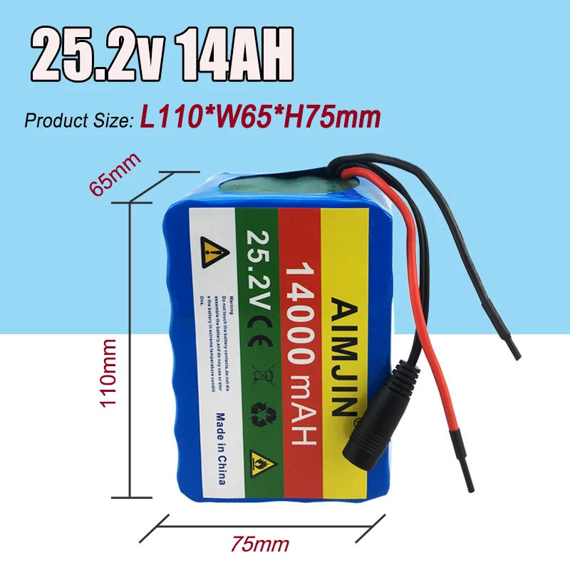 6s4p Electric Bicycle Moped/Electric/18650 Battery Pack 25.2V 14000mah Lithium ion Rechargeable Battery 14Ah
