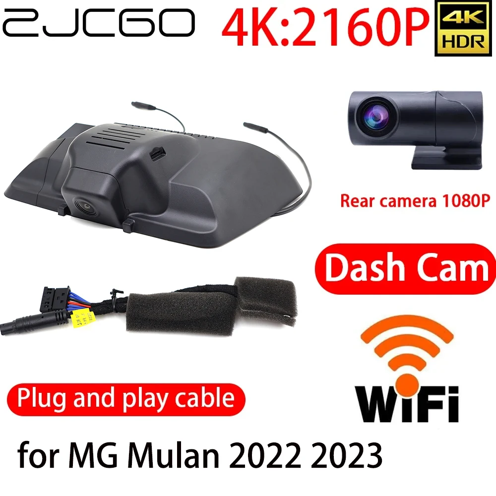 ZJCGO 4K Car DVR Dash Cam Wifi Front Rear Camera 24h Monitor for MG Mulan 2022 2023