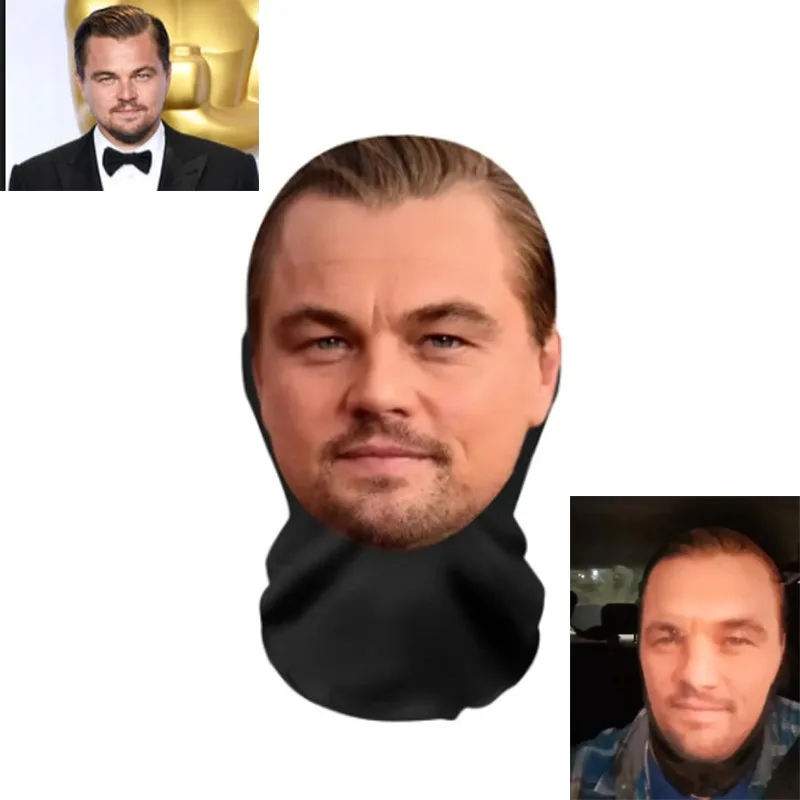 

Leonardo DiCaprio 3D Pattern Mesh Face Mask Head Cover Cosplay Props Funny Face Printed Head Scarf Ice Silk Sunscreen Head Mask
