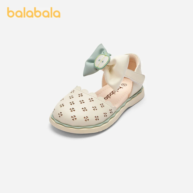 Balabala Kids Princess Shoes Girls Sandals 2024 Summer New Arrival Sweet and Artistic Little Leather Shoes Slip-Resistant