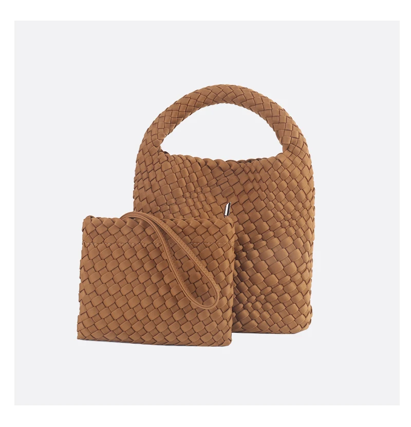 speliko Neoprene Woven Bag in Large Capacity Tote Bag With Woven Clutch Bag