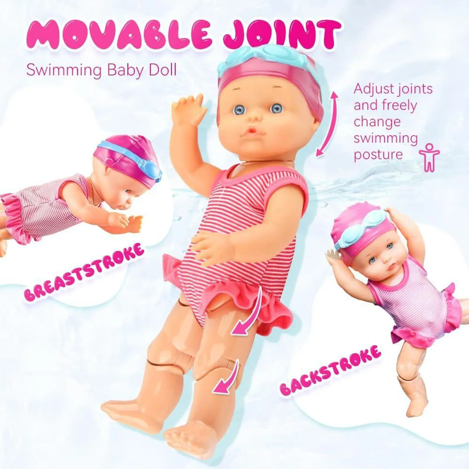 Badepuppe, elektrische Schwimmpuppe, batteriebetriebenes Badewannenspielzeug, schwimmende Schwimmfigur für Wasser, Pool, Strand, Badezimmer, Kinderzimmer