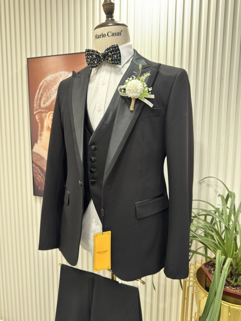 High Quality Men's 3 Piece Black Tuxedo Slim Fit Groom Wedding Suit For Formal Dinner Party Elegant One Button Dancing Set