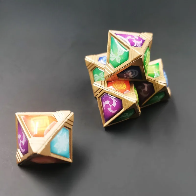 Genshin Impact Fantasy Figurines Genius Invokation TCG Dice Eight Sided Element Prop Toy Juguetes Brithday Gift for Friend