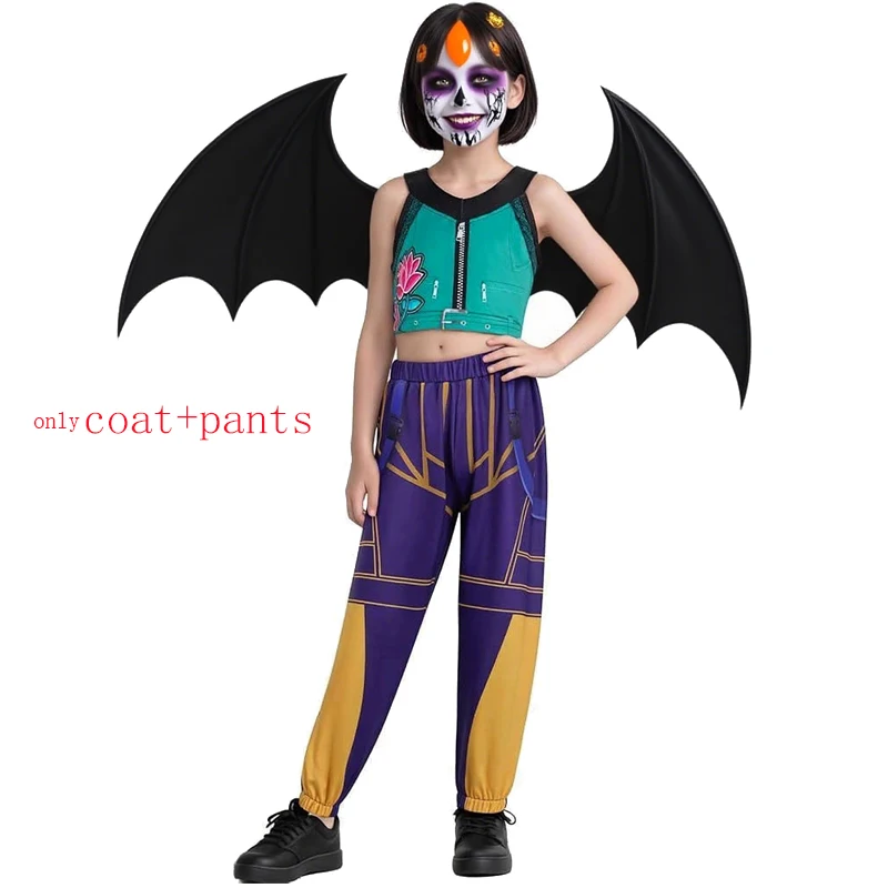 Kids Demon Hunter Cosplay Costume Girl Halloween Stage Pattern Role Play Clothes Girl's Carnival Party Dress Children's Set