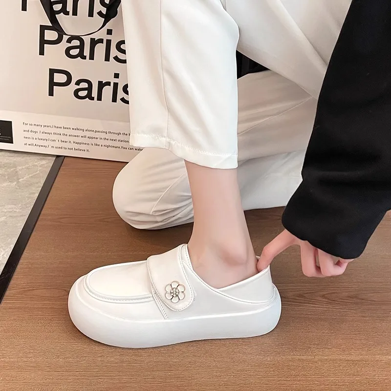 

Spring and summer breathable soft sole, standing for a long time without tiring feet, Velcro single shoes, women's white shoes