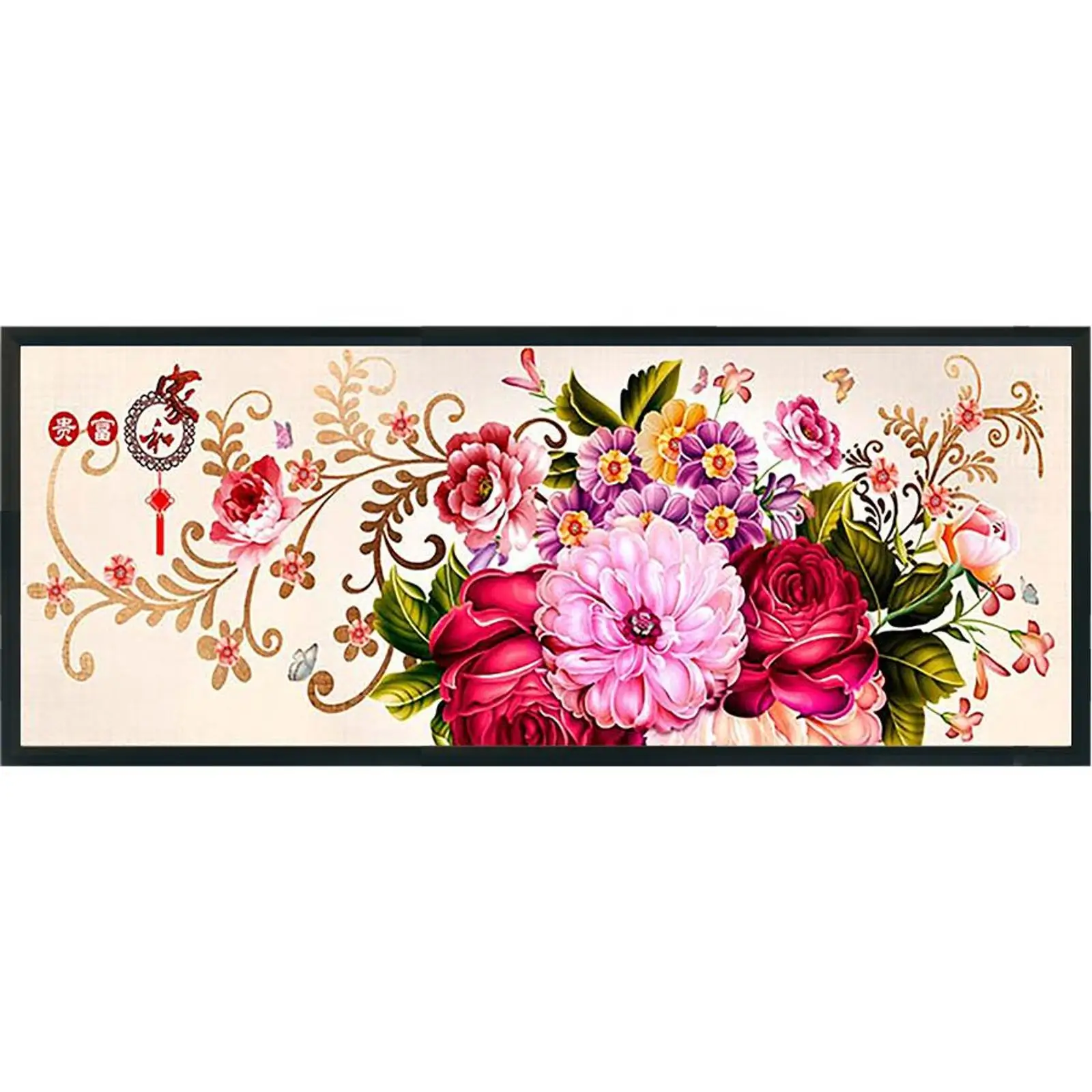 

Набор для вышивания крестиком: хлопковая нить 11CT, 3 нити, цветы пиона, 150x57 см