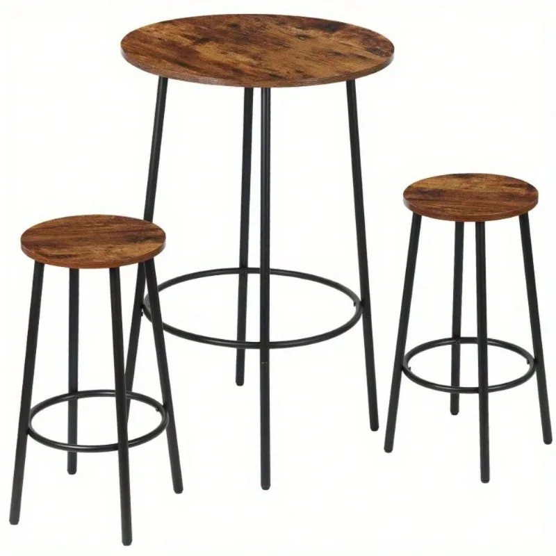 Small Dining Table Set Round Bistro Counter Height Bar Table and Stools