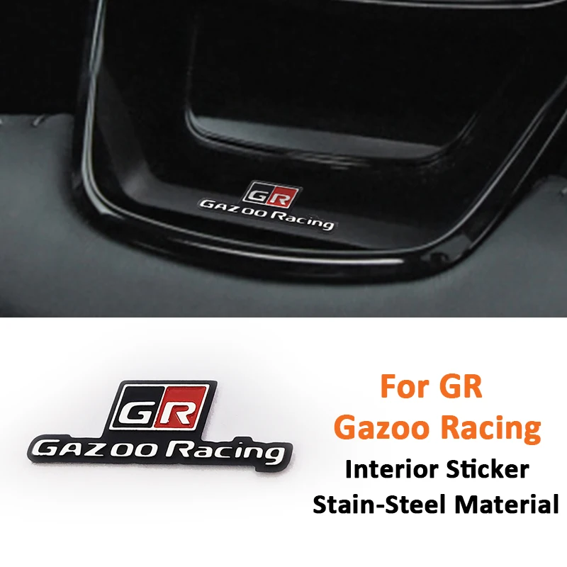 

For GR Gazoo Razing Car Steering Wheel Stainless Steel Material Emblem Trim Cover Sticker Auto Interior Accessories