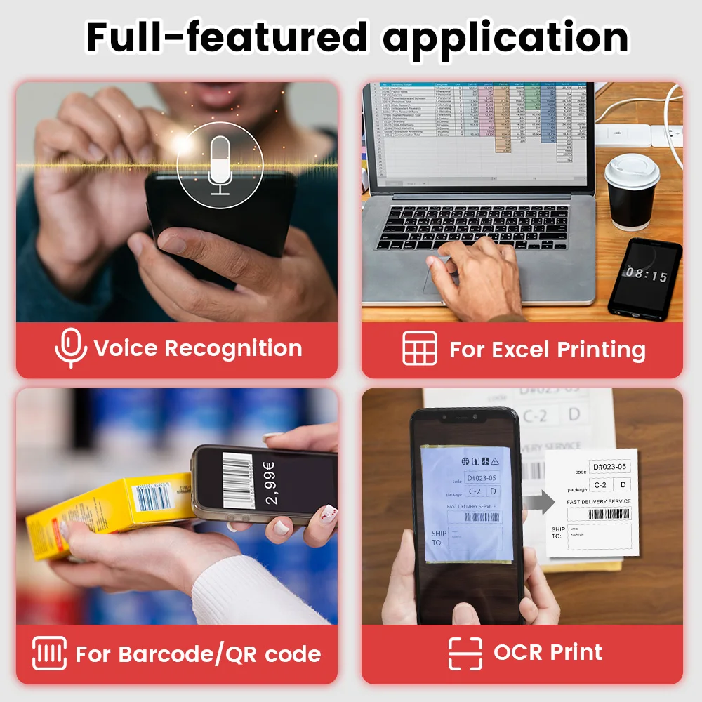 Stampante per etichette di spedizione Phomemo M421 Bluetooth 4x6, stampante termica portatile wireless per codici a barre E-commerce, connessione con telefono PC