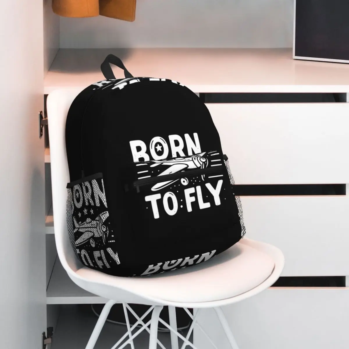 Born To Fly Flight Pilot Studentenrucksack, Schultasche, Wandern, Reisen, Tagesrucksack für Männer und Frauen, modische Büchertasche, Umhängetaschen