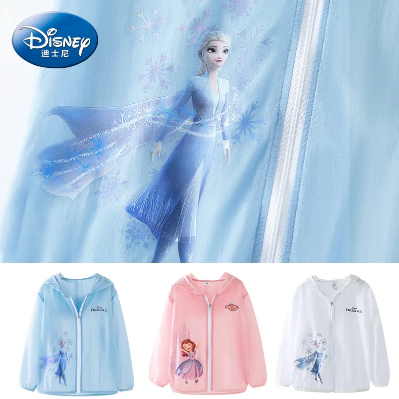 Disney Children\'s Sunscreen Clothing Girls Summer Thin UV 2024 New Breathable Sunscreen Functional Kids Skin Protection Coats