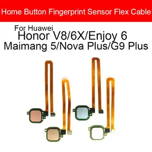Bilashmart Fingerprint Sensor Key Home Button Flex Cable Touch ID Huawei Honor V8 6X Nova Plus Enjoy 6 MaiMang 5 G9 Plus Repair Parts