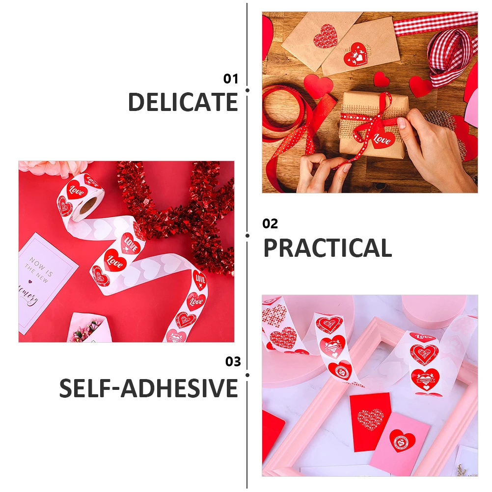 

Heart Shaped 15mm Valentine Decor Valentine'S Day Sticker Gift Bag Seal DIY Craft Kids Stationery Valentines Day Adhesive