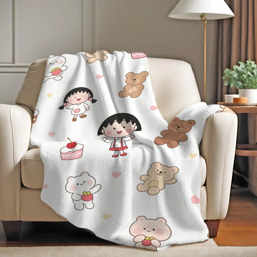 

Cartoon Chibi Maruko-chan Blanket Soft and Skin Friendly For Couch Bed Napping Bedspread All Seasons Comforter