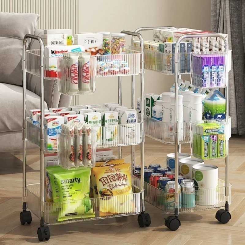 عربة صالون شفافة عالية القيمة من الأكريليك لصالونات التجميل عربة تخزين الصالون متعددة الطبقات أثاث تجاري Rollwagen YSTC