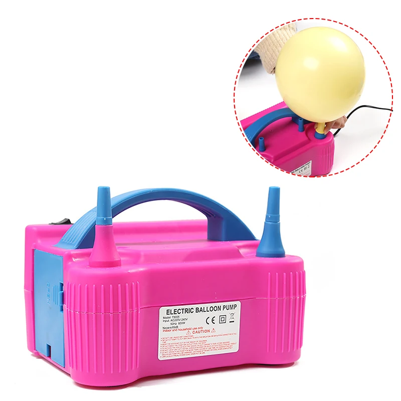 600W Electric Balloon Pump Double Hole Portable Electric Balloon Inflator Pump Nozzle Air Compressor Festvial Party Decor Tool