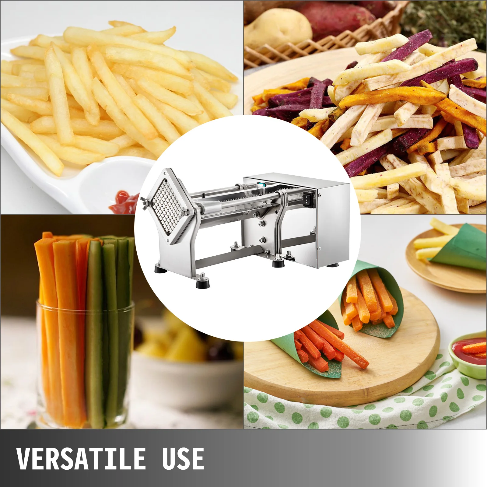 VEVOR Coupe-Frites Horizontale Machine Coupeur de Légumes Électrique de Terre pour Couper Légumes et Fruits