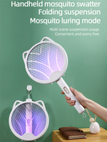 Folding Racket Kills Mosquitoes Rechargeable Electric Mosquito Swatter Adjustable Fly Swatter Anti Mosquito Powered Lamp