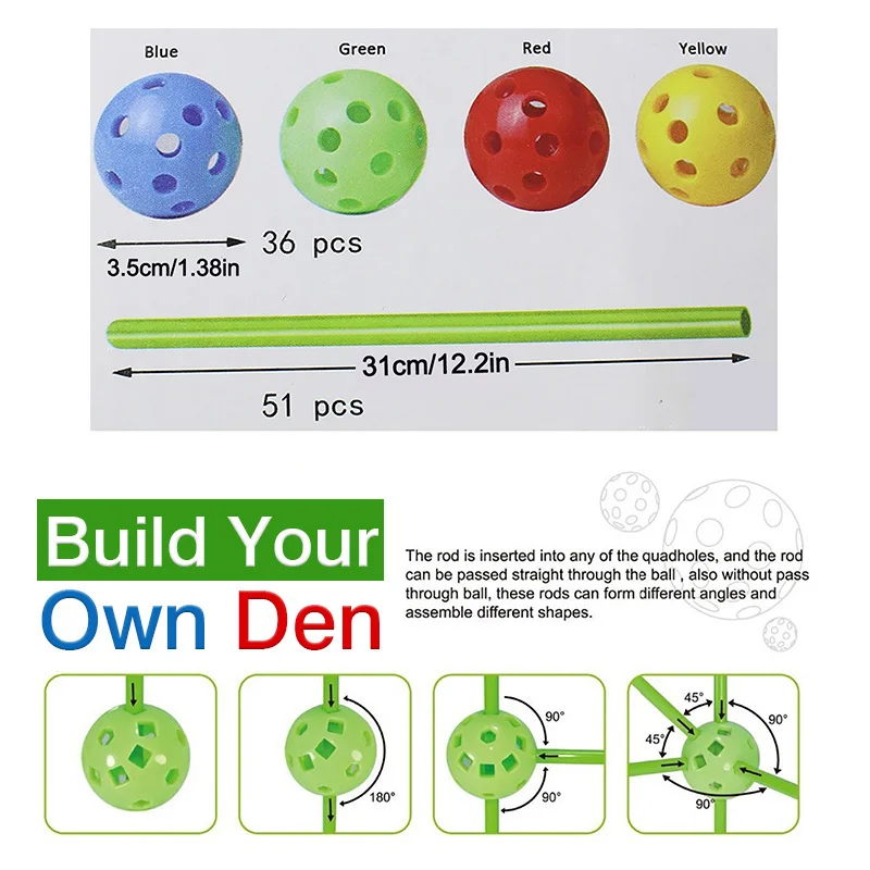 Creative Fort Building Blocks Indoor Tent high quality ABS plastic ball Kit Diy Games Educational Toys For Children Kids Gifts