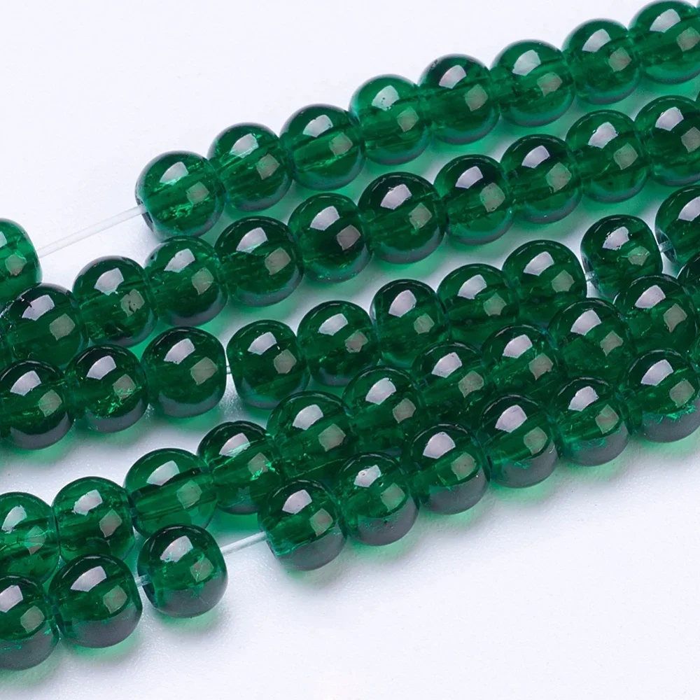 1Strand Dark Green Transparent Crackle Glass Round Beads Strands 4mm Hole: 1.1~1.3mm about 200pcs/strand 31.4 inch