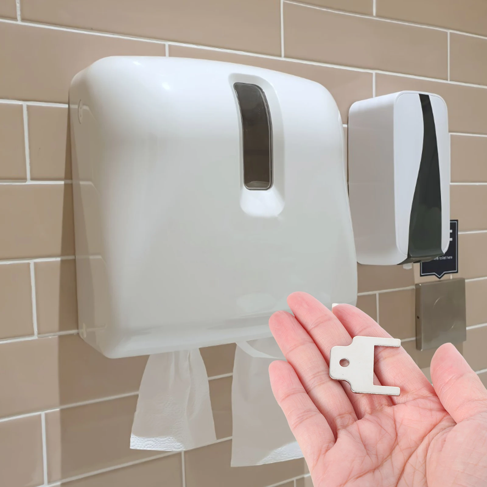 

4pcs Portable Iron Keys for Toilet Paper Dispenser Silver Color Public Place Compatibility Use