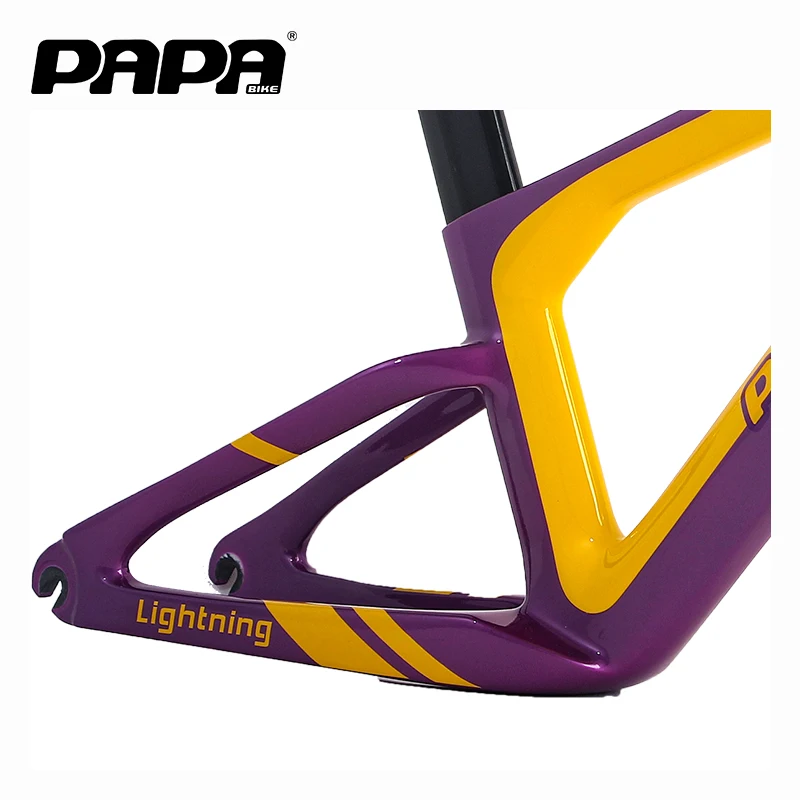 PAPABIKE-Cadre de vélo de course triangulaire double en fibre de carbone, professionnel, ultra-léger, haut de gamme, pluie, T700 et T800