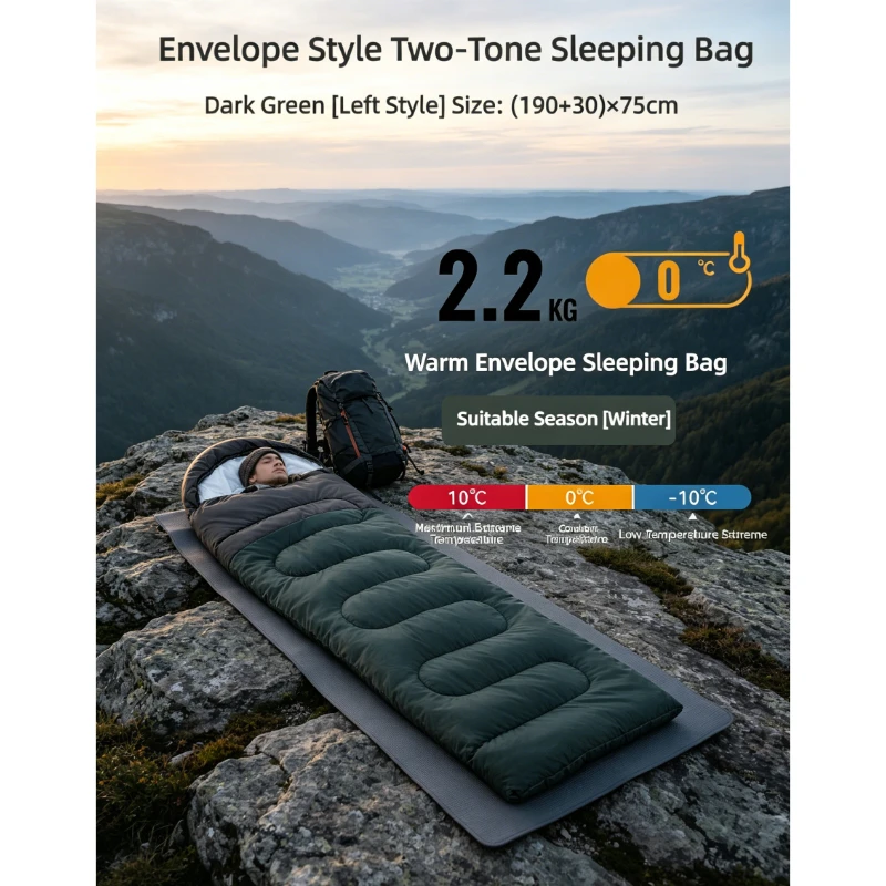 

Fall Winter Red Couple Warm Sleeping Bag Machine Washable Stain Water Resistant Zips to Blanket Outdoor Camping Essential